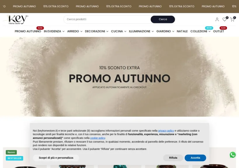 Schermata della pagina offerta di Key home store