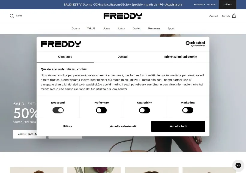 Schermata della pagina offerta di Freddy