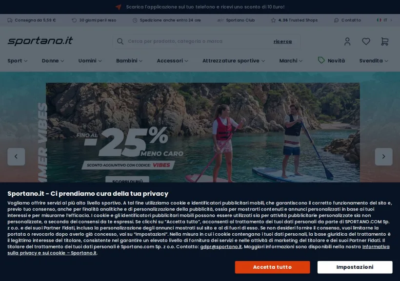 Schermata della pagina offerta di Sportano