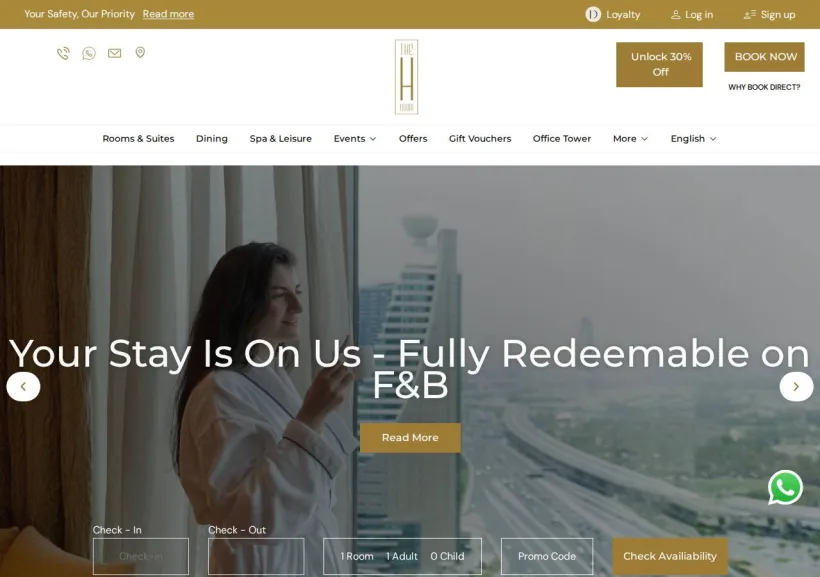 Schermata della pagina offerta di The H Dubai