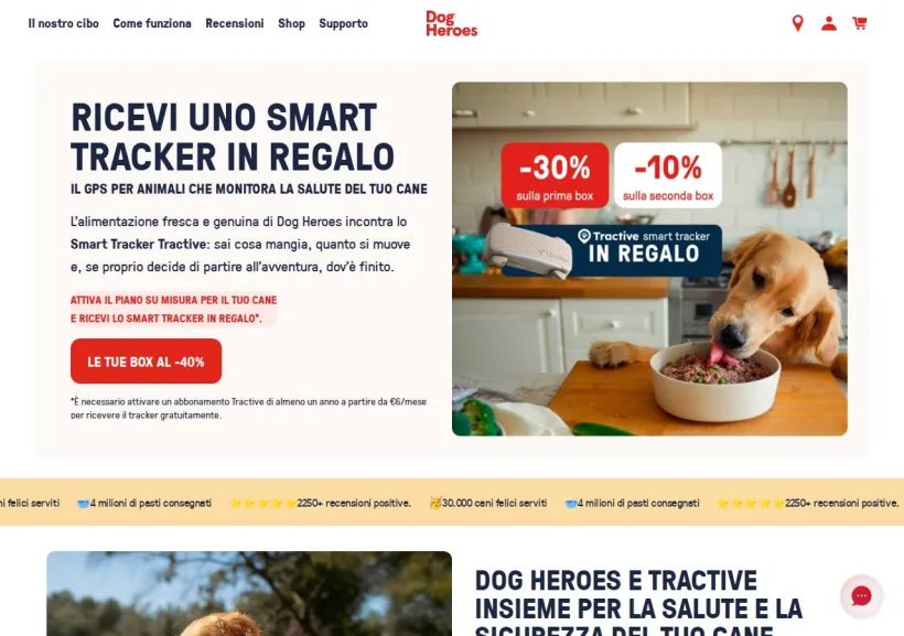 Schermata della pagina offerta di Dog Heroes