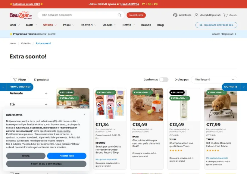 Schermata della pagina offerta di Bauzaar