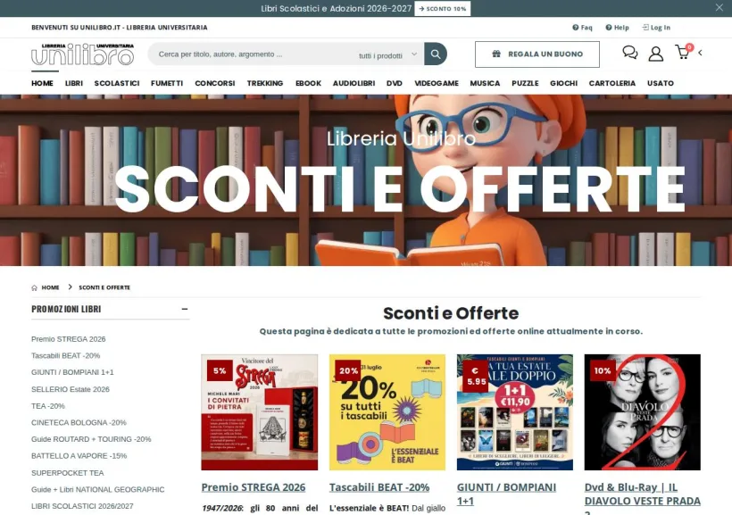 Schermata della pagina offerta di Unilibro