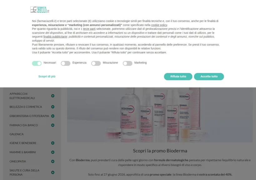 Schermata della pagina offerta di Farmacia Zelli