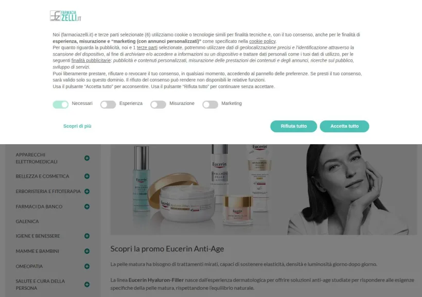 Schermata della pagina offerta di Farmacia Zelli