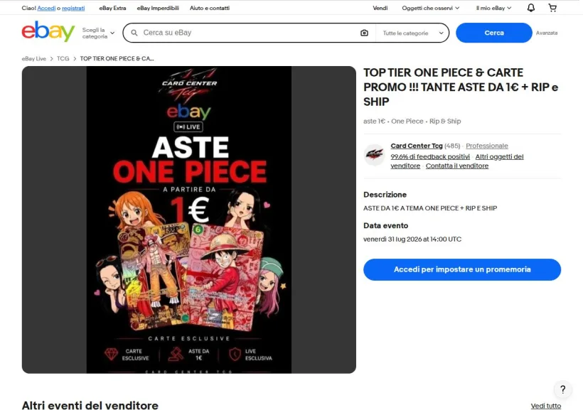 Schermata della pagina offerta di eBay