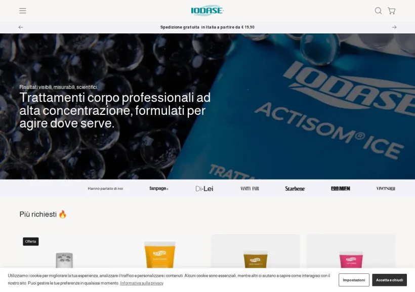 Schermata della pagina offerta di Iodase