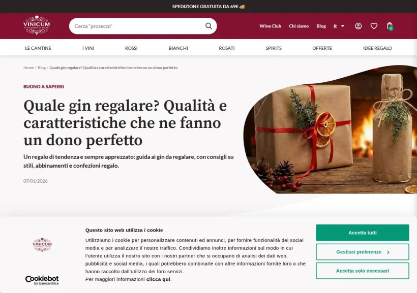 Schermata della pagina offerta di Vinicum