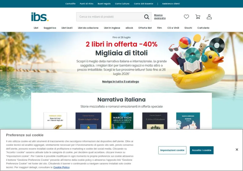 Schermata della pagina offerta di IBS
