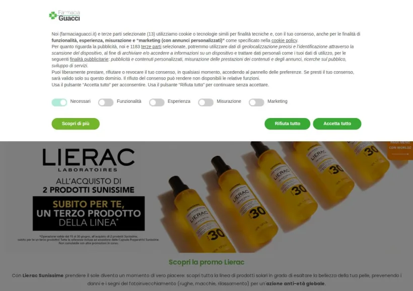 Schermata della pagina offerta di Farmacia Guacci