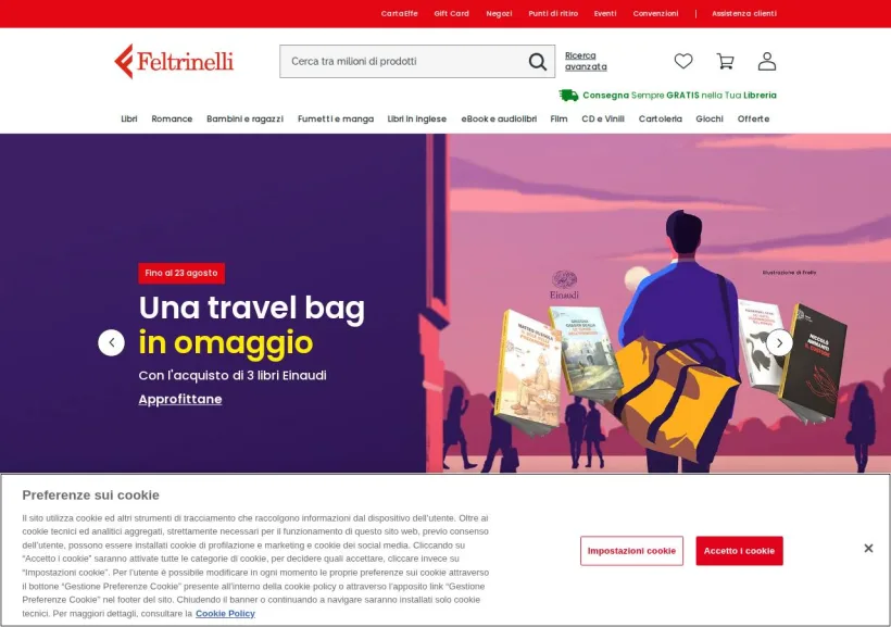 Schermata della pagina offerta di La Feltrinelli