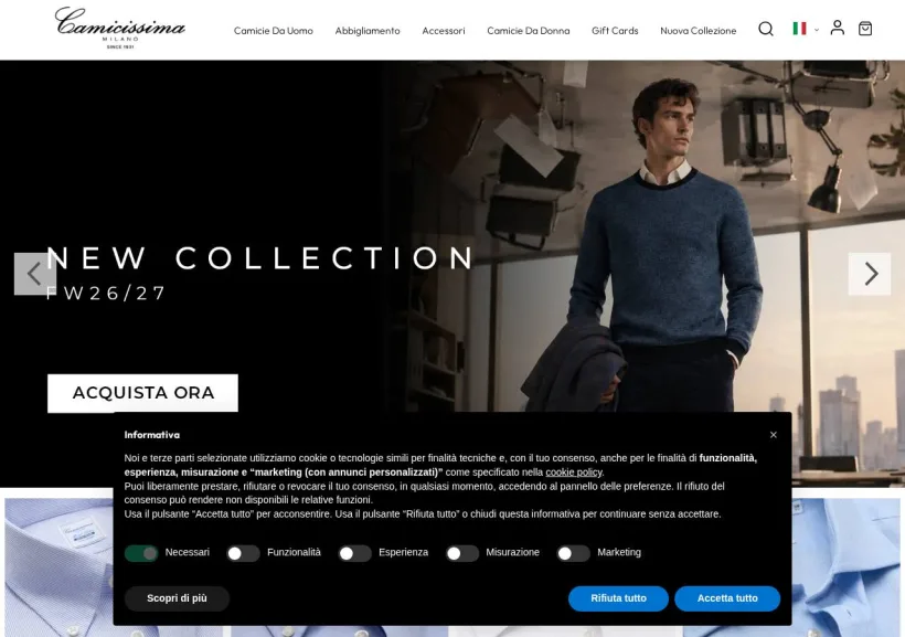 Schermata della pagina offerta di Camicissima