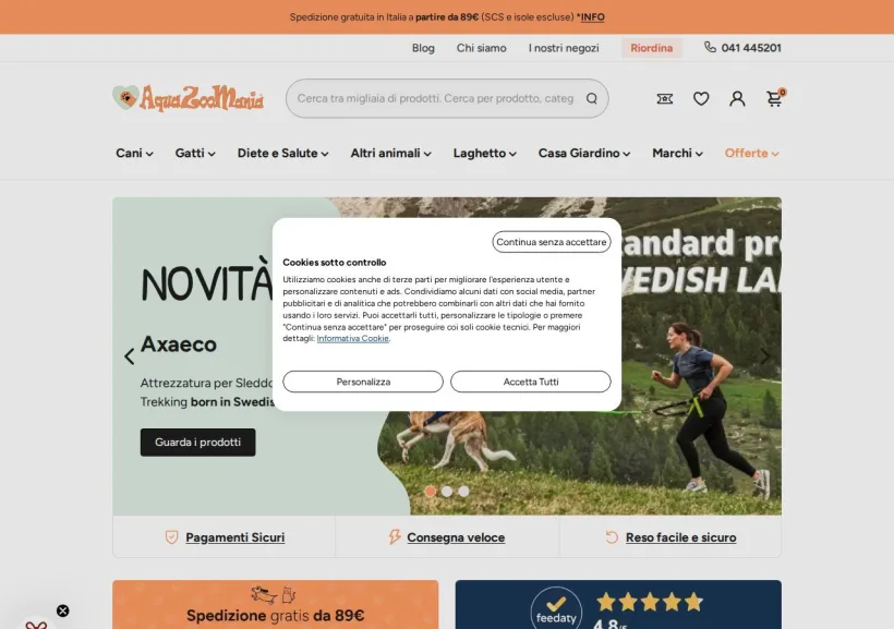 Schermata della pagina offerta di AquaZooMania