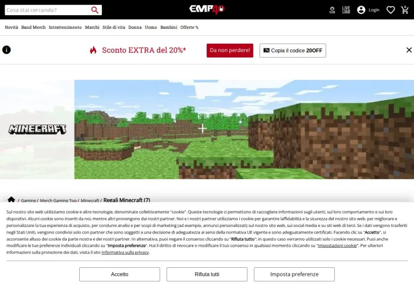 Schermata della pagina offerta di EMP Italia
