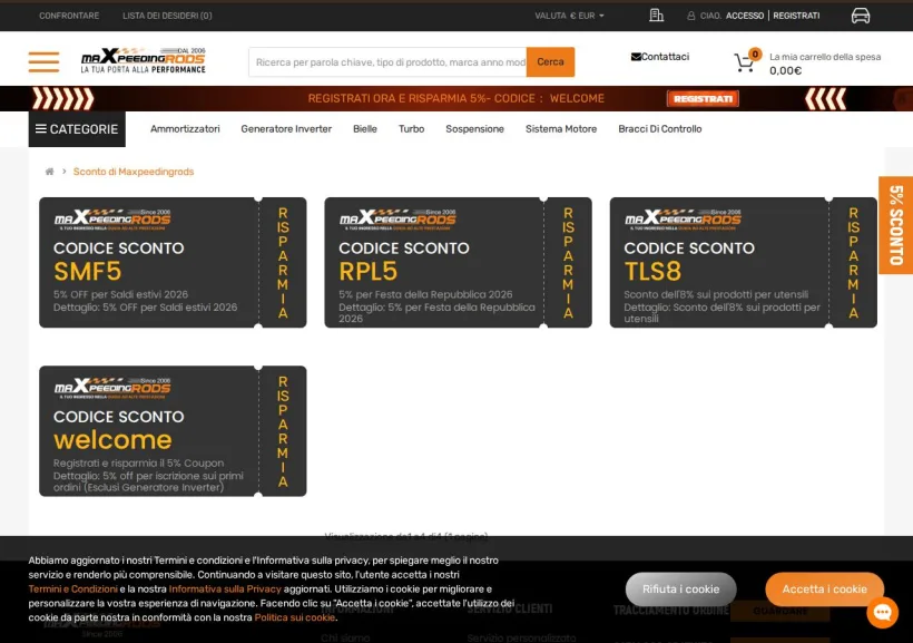 Schermata della pagina offerta di Maxpeeding Rods