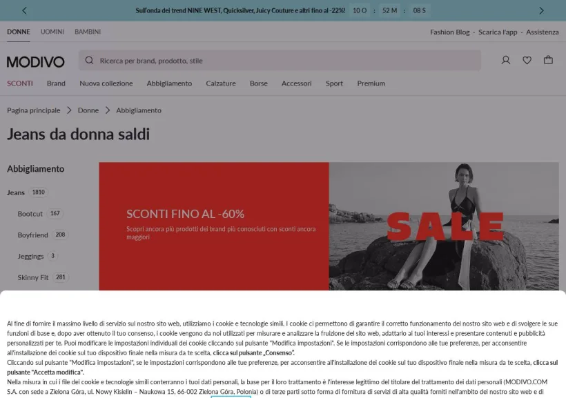 Schermata della pagina offerta di Modivo
