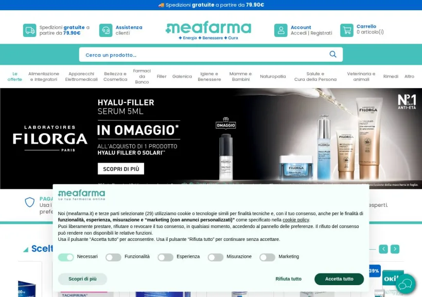 Schermata della pagina offerta di MeaFarma