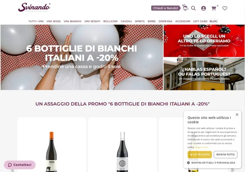 Schermata della pagina offerta di Svinando