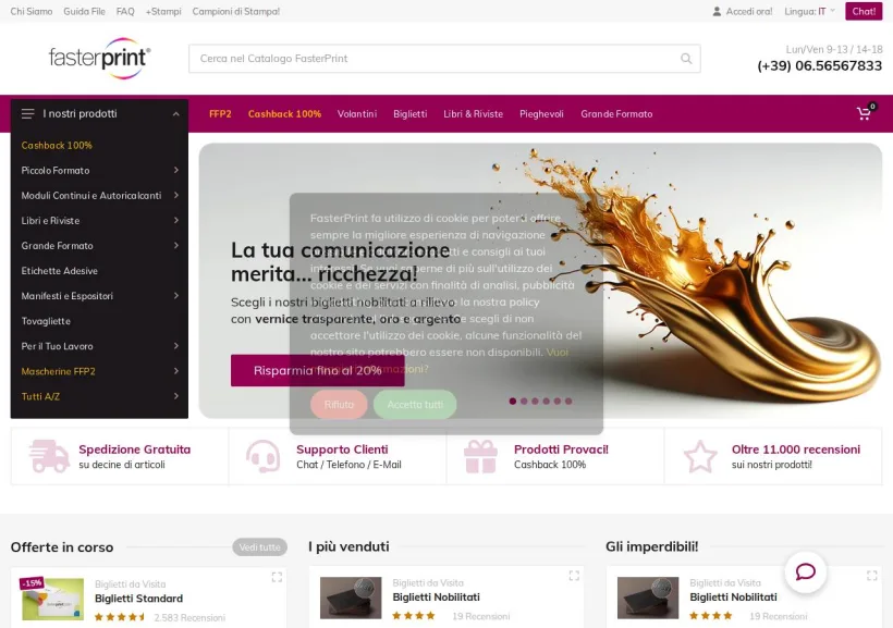 Schermata della pagina offerta di Fasterprint