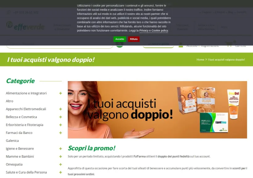 Schermata della pagina offerta di Effeverde