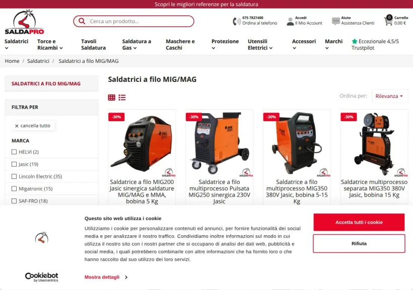 Schermata della pagina offerta di Saldapro