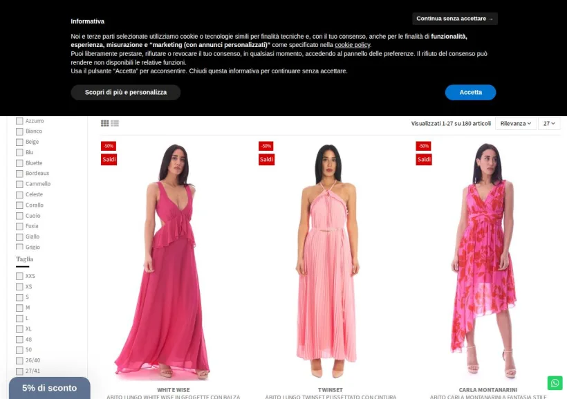Schermata della pagina offerta di D'Urso Boutique