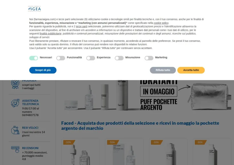 Schermata della pagina offerta di Farmacia Igea