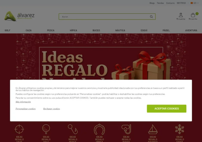 Schermata della pagina offerta di Álvarez