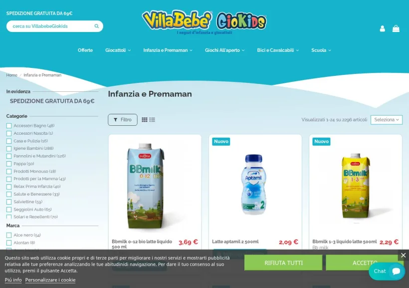 Schermata della pagina offerta di Villabebè Giokids