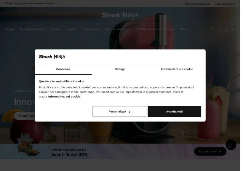 Schermata della pagina offerta di Ninja Kitchen