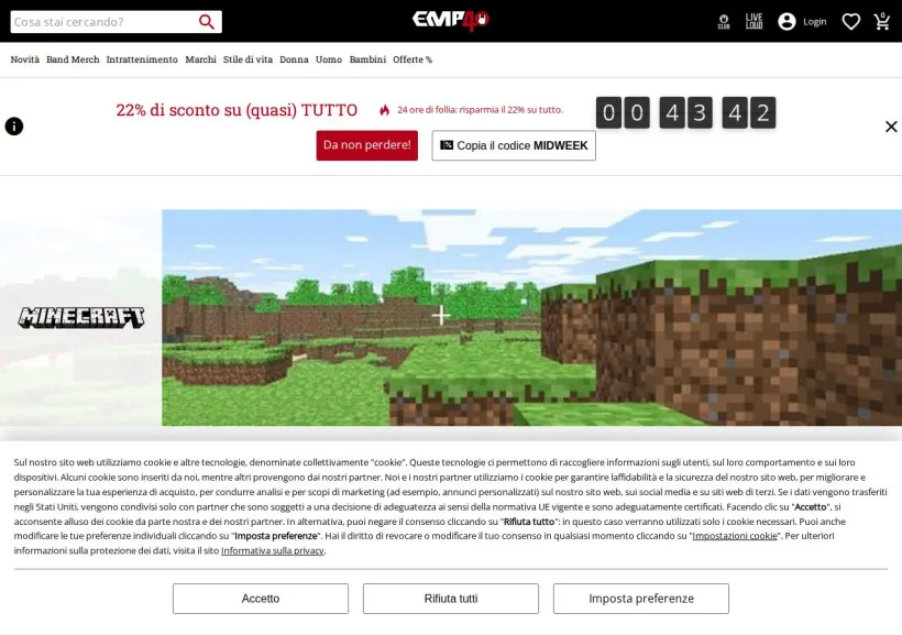 Schermata della pagina offerta di EMP Italia