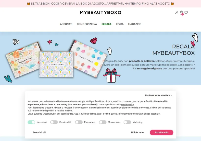 Schermata della pagina offerta di MyBeautyBox