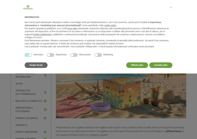 Schermata della pagina offerta di ePharmacy