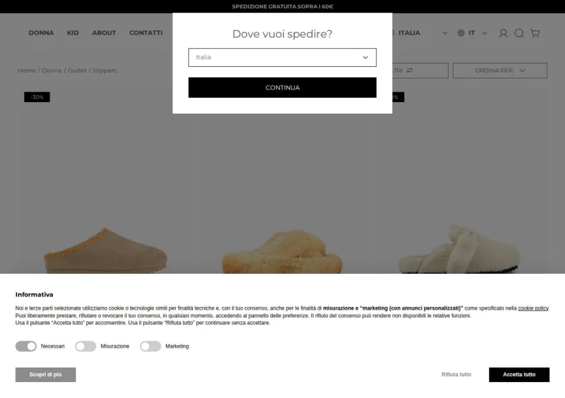 Schermata della pagina offerta di Colors Of California