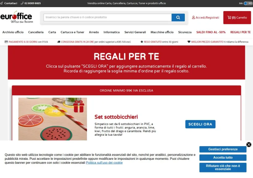 Schermata della pagina offerta di Euroffice