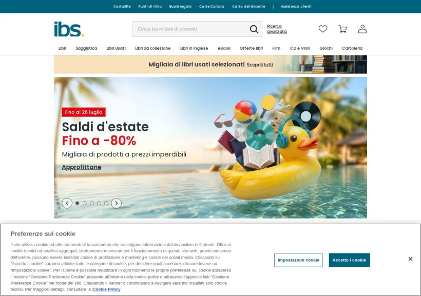 Schermata della pagina offerta di IBS