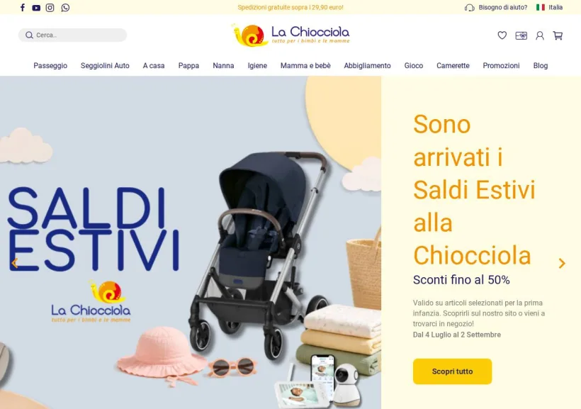 Schermata della pagina offerta di La Chiocciola