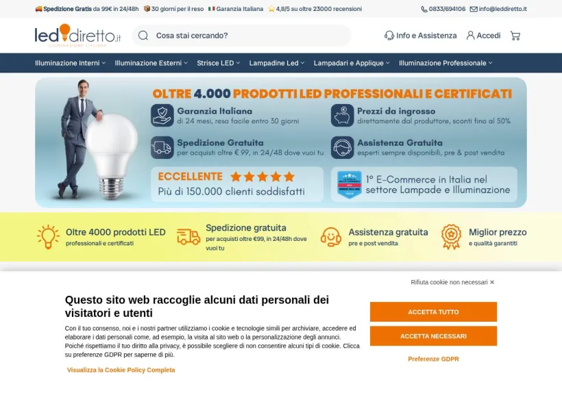 Schermata della pagina offerta di LEDdiretto