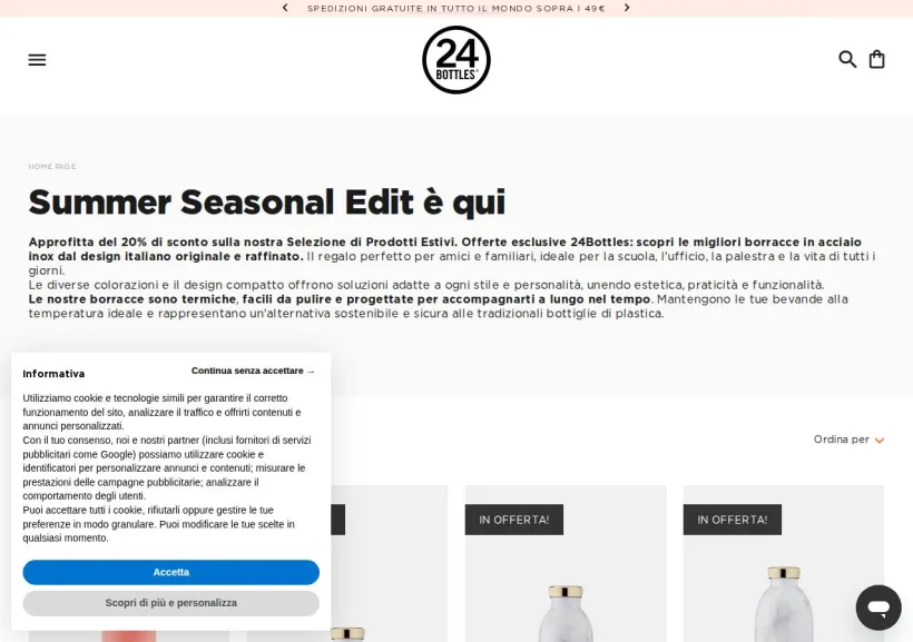 Schermata della pagina offerta di 24Bottles