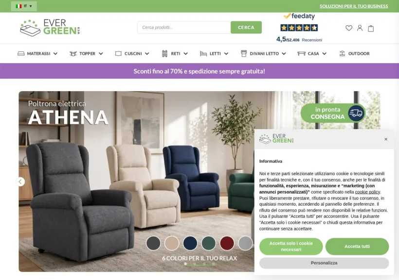 Schermata della pagina offerta di Evergreenweb