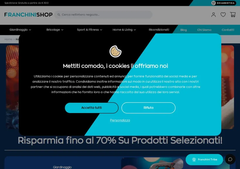Schermata della pagina offerta di Franchini Shop