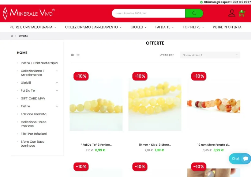 Schermata della pagina offerta di Minerale Vivo