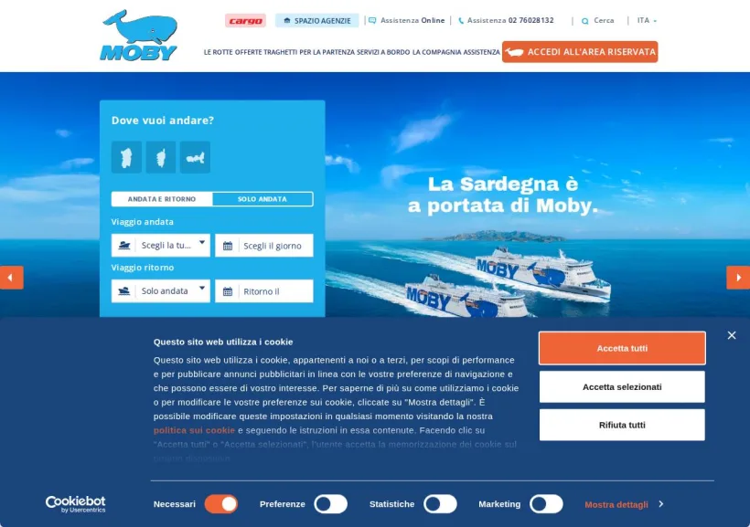 Schermata della pagina offerta di Moby