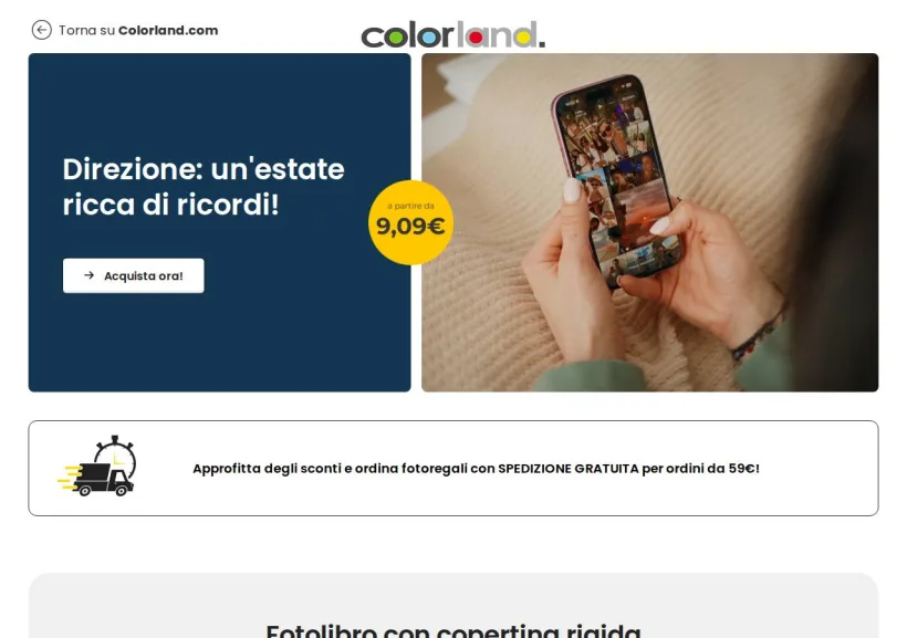 Schermata della pagina offerta di Colorland