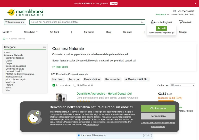 Schermata della pagina offerta di Macrolibrarsi