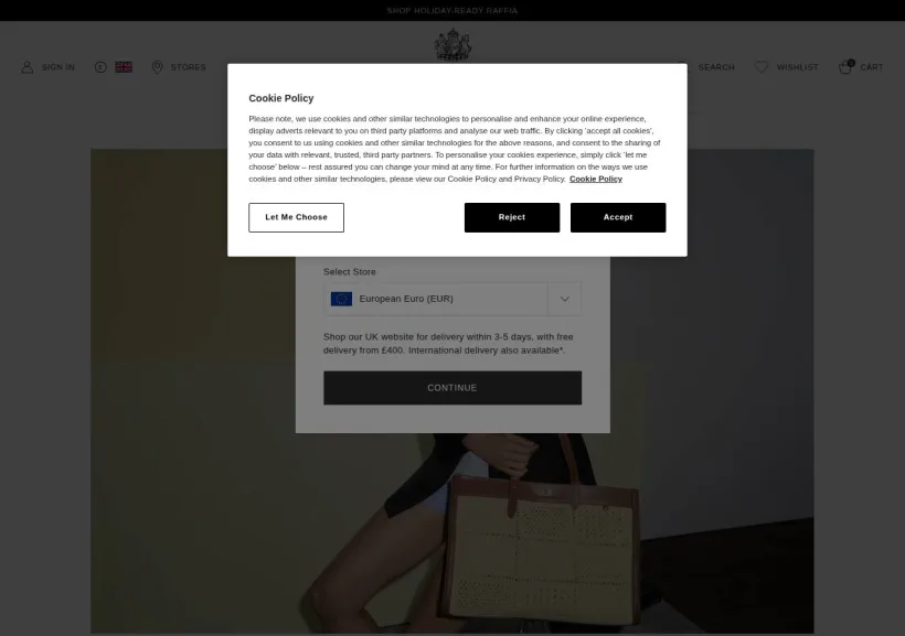 Schermata della pagina offerta di Anya Hindmarch