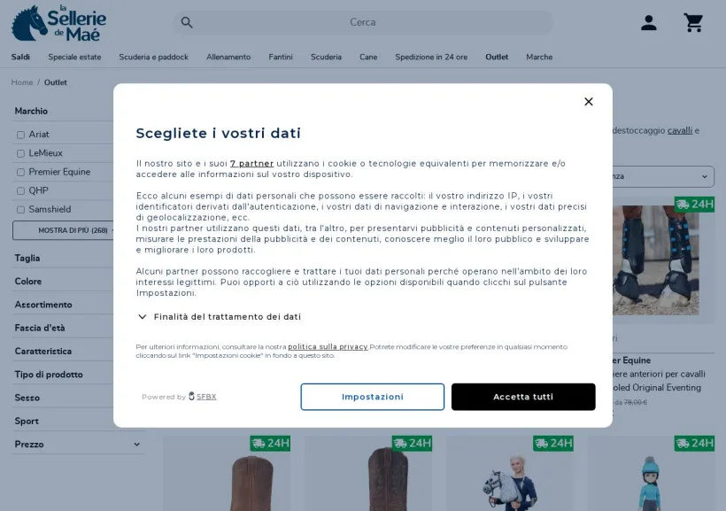 Schermata della pagina offerta di Selleriemae