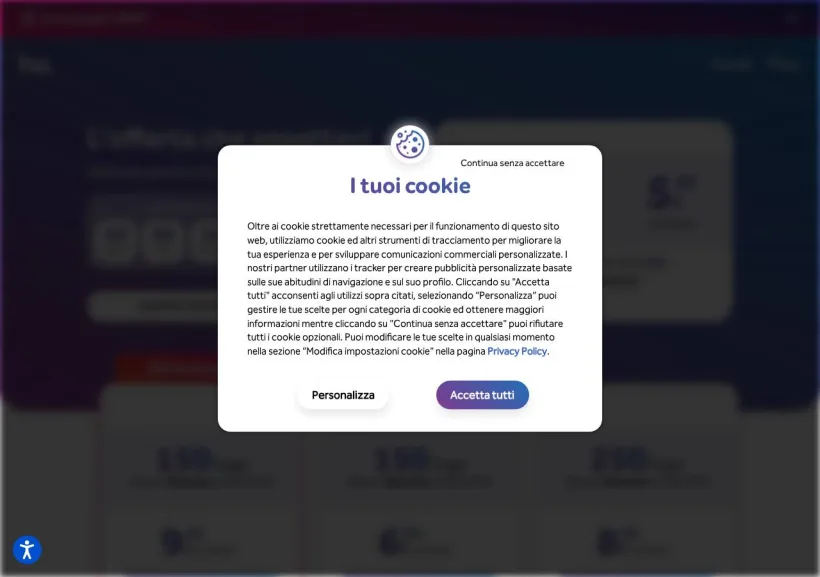 Schermata della pagina offerta di Ho.Mobile