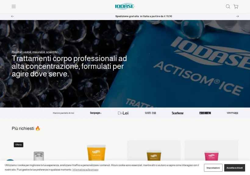 Schermata della pagina offerta di Iodase