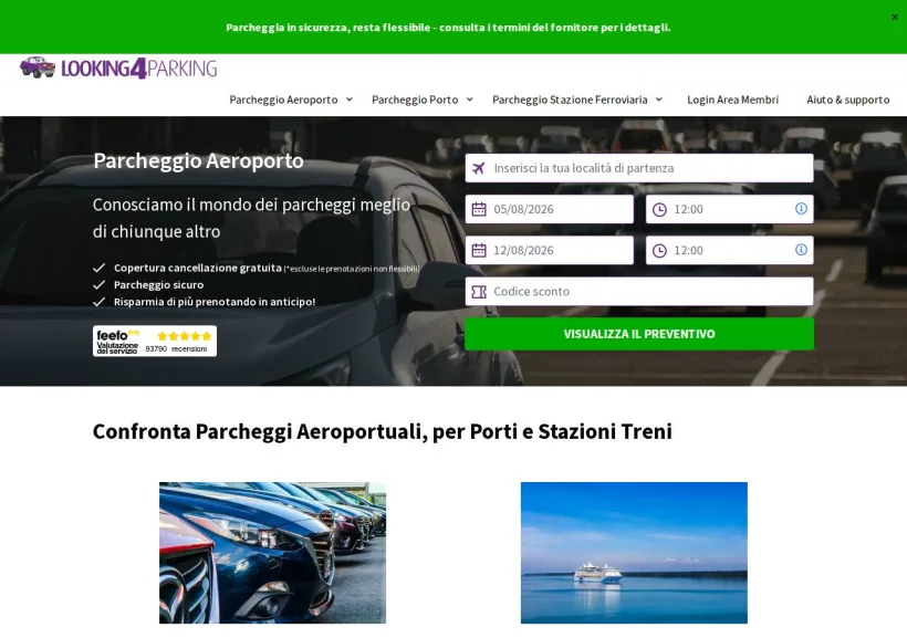 Schermata della pagina offerta di Looking4Parking
